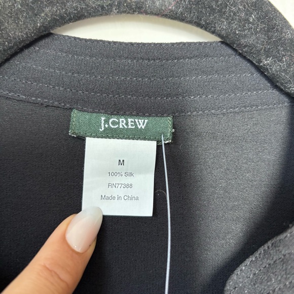 J. Crew  Womens M Black Silk Blouse Top Button Cuff Vintage Deadstock - Picture 4 of 12